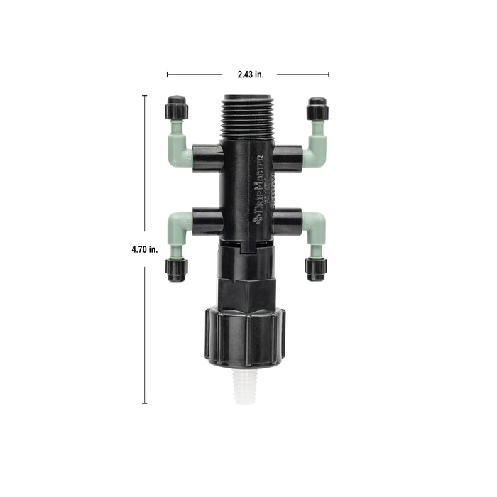 1/2" FPT x MPT x 1/4" Barb 4-Port Drip Manifold 67060