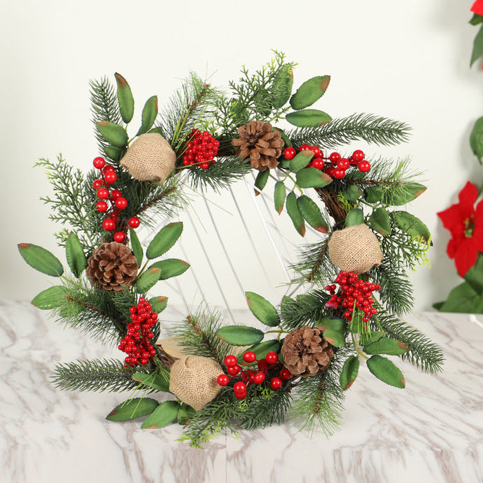 Frosted Natural Looking Pine and Clover Christmas Wreath