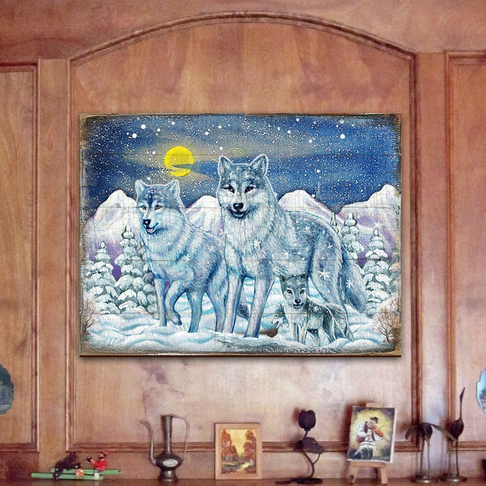 Rustic Wolves Wooden Wall Art by Nature Wonders