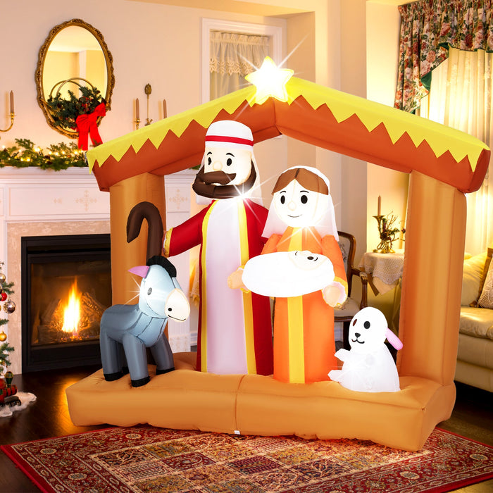 6 Feet Christmas Inflatable Nativity Scene Outdoor Decoration with Built-in LED Lights