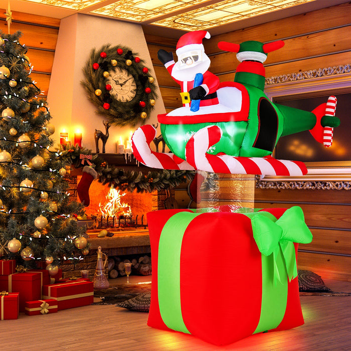 6 Feet Christmas Inflatable Santa Flying in a Airplane with with 3 LED Lights and Built-In Blower