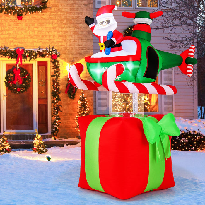 6 Feet Christmas Inflatable Santa Flying in a Airplane with with 3 LED Lights and Built-In Blower
