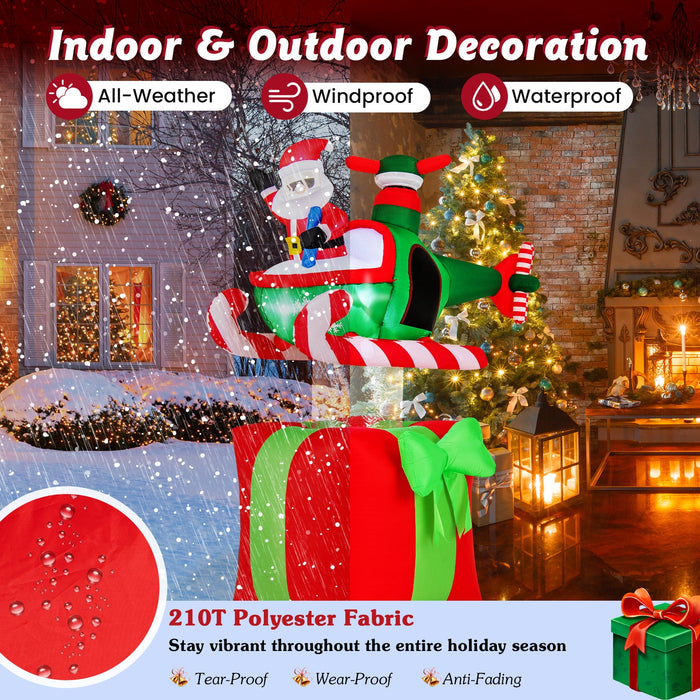 6 Feet Christmas Inflatable Santa Flying in a Airplane with with 3 LED Lights and Built-In Blower