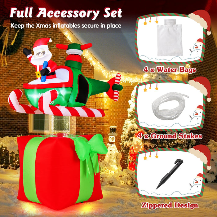 6 Feet Christmas Inflatable Santa Flying in a Airplane with with 3 LED Lights and Built-In Blower