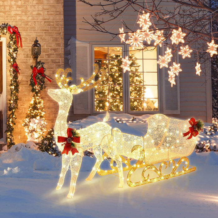 6-Ft Lighted Christmas Reindeer & Santa's Sleigh Decoration