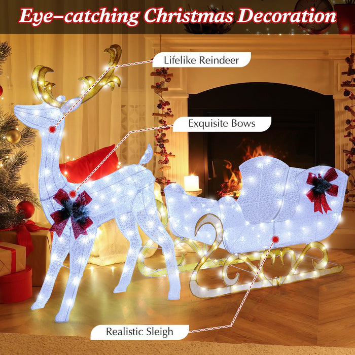 6-Ft Lighted Christmas Reindeer & Santa's Sleigh Decoration