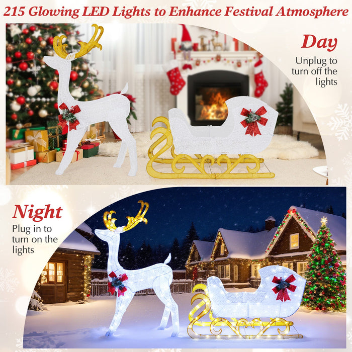 6-Ft Lighted Christmas Reindeer & Santa's Sleigh Decoration