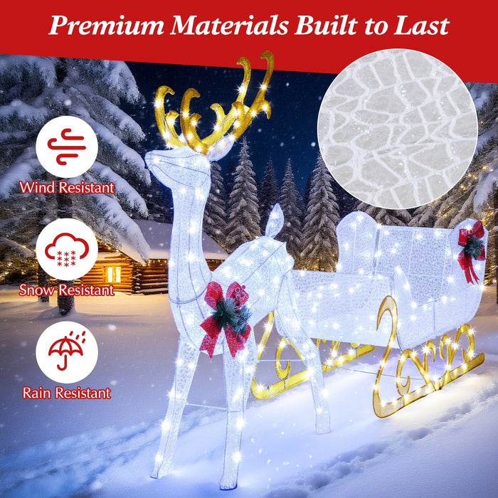 6-Ft Lighted Christmas Reindeer & Santa's Sleigh Decoration