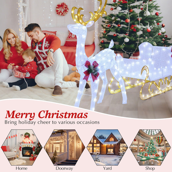 6-Ft Lighted Christmas Reindeer & Santa's Sleigh Decoration