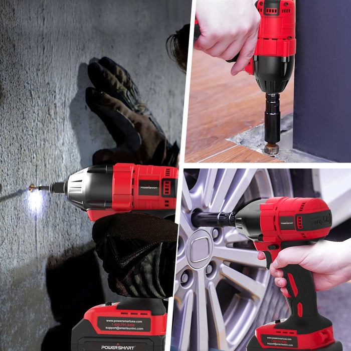 20V Cordless Brushless Impact Wrench Kit - 265 Ft-Lbs, Includes 4.0Ah Battery, Charger & 5 Sockets (PS76142B)