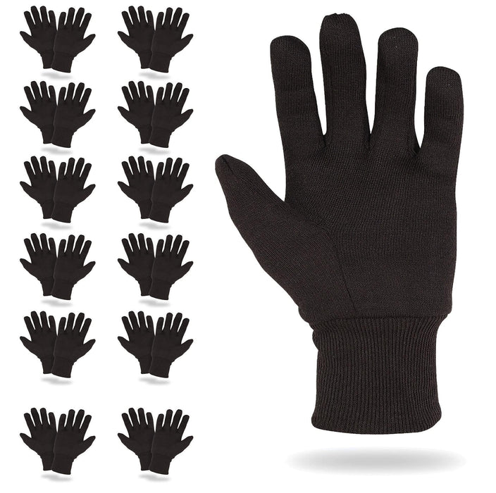 Brown Jersey Gloves for Men and Women. 12 Pair