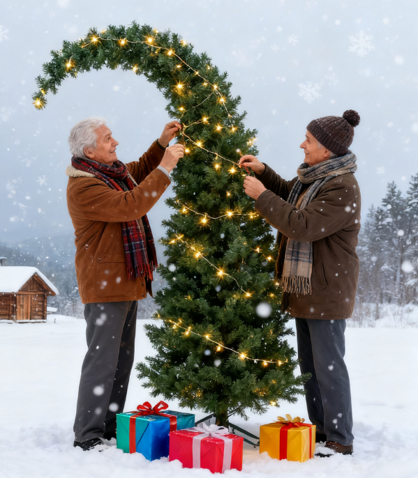 5 Ft Pre-lit Bent Top Christmas Tree with 300 LEDs
