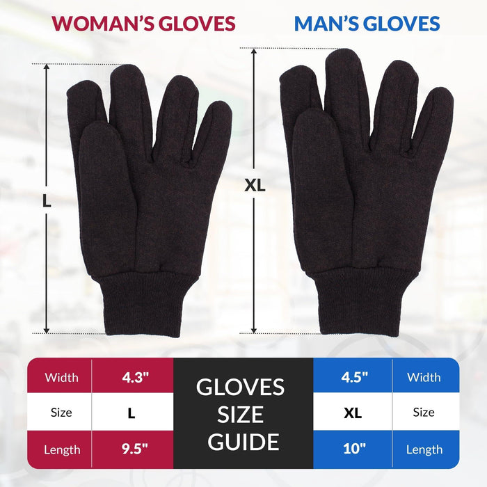 Brown Jersey Gloves for Men and Women. 12 Pair