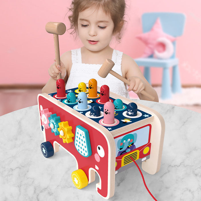 Montessori Kids Wooden Pounding Bench Animal Bus