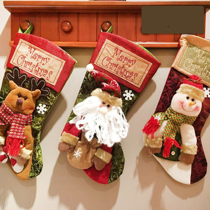 Christmas Stocking Socks Snowman, Santa, and Elk