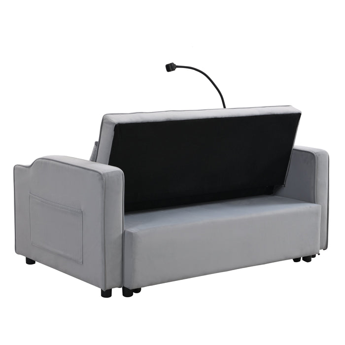 Modern Velvet Loveseat Sofa Couch with Pullout Bed