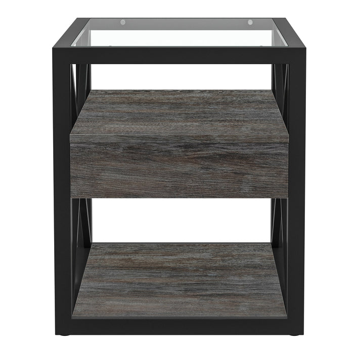 Set of 2 Modern End Tables with Drawer - Nightstands