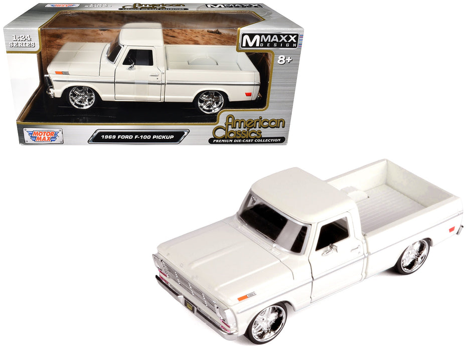 Motormax- 1969 Ford F-100 Pickup Truck Cream "Maxx Design" Series 1/24 Diecast Model Car
