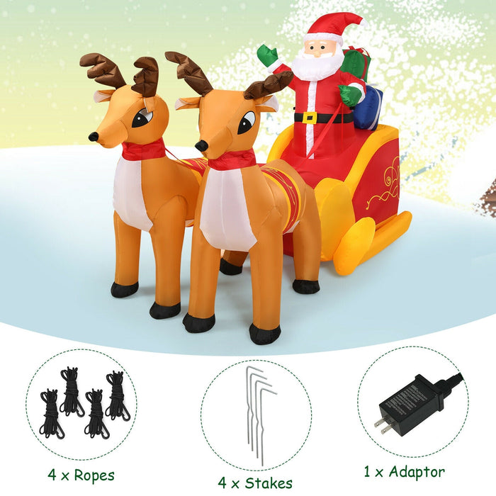 7.5 Feet Waterproof Inflatable Santa with Deer and Sled