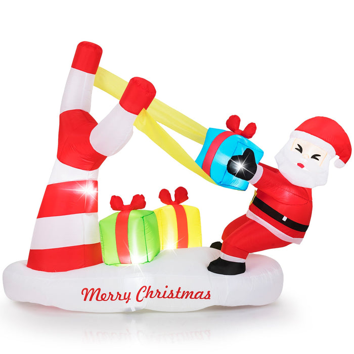 7 Feet Inflatable Santa with Slingshot and Built-in LED Lights
