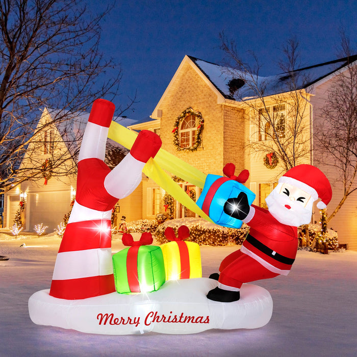 7 Feet Inflatable Santa with Slingshot and Built-in LED Lights