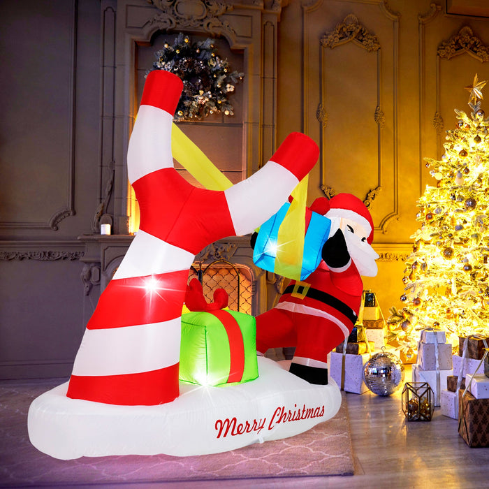 7 Feet Inflatable Santa with Slingshot and Built-in LED Lights