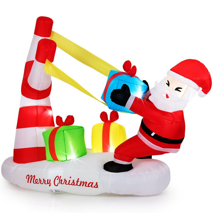 7 Feet Inflatable Santa with Slingshot and Built-in LED Lights