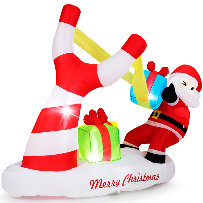 7 Feet Inflatable Santa with Slingshot and Built-in LED Lights