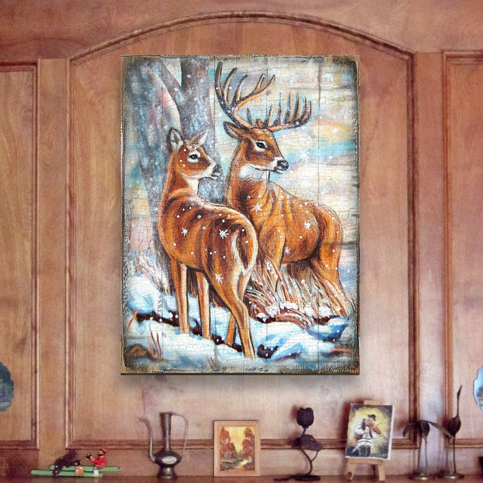 Schmid Deer's Art Wooden Wall Art by Nature Wonders-Nature Wildlife Decor