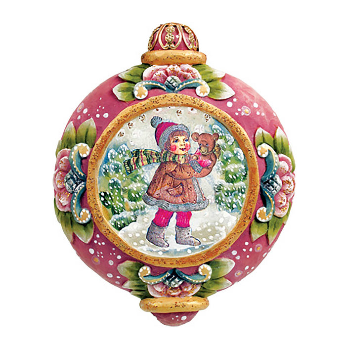 Girl Teddy Bear Sculpted Hand-Painted Christmas Ornament by G.DeBrekht