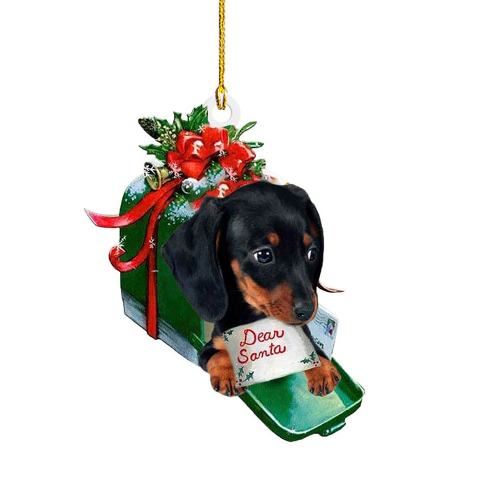 Festive Dachshund Acrylic Christmas Ornaments