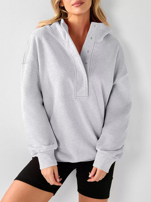 Women's Half Snap Dropped Shoulder Hoodie