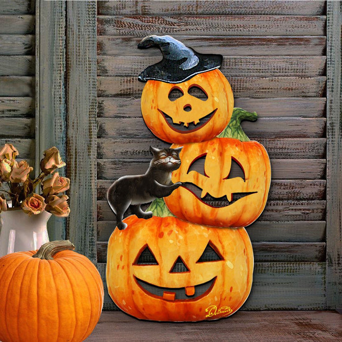 Scary Stacking Pumpkins Halloween Door Decor by G. DeBrekht - Halloween Decor - 8158415H
