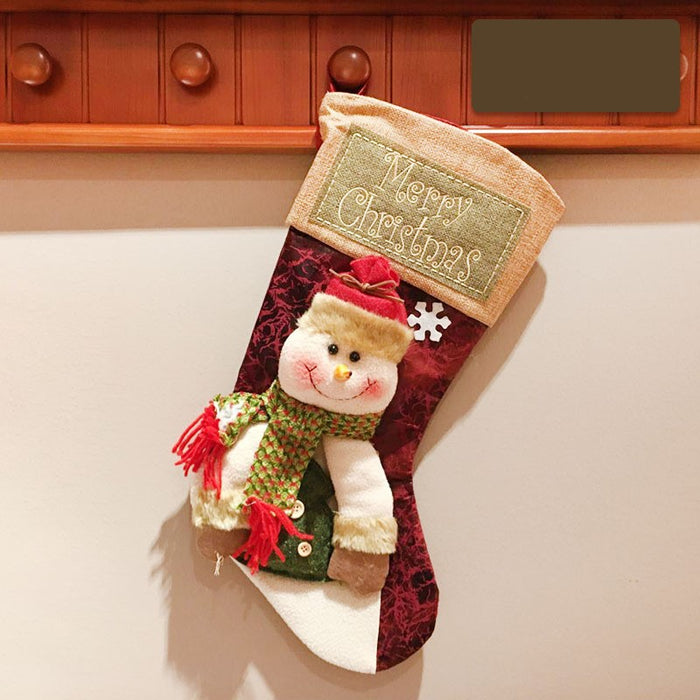 Christmas Stocking Socks Snowman, Santa, and Elk