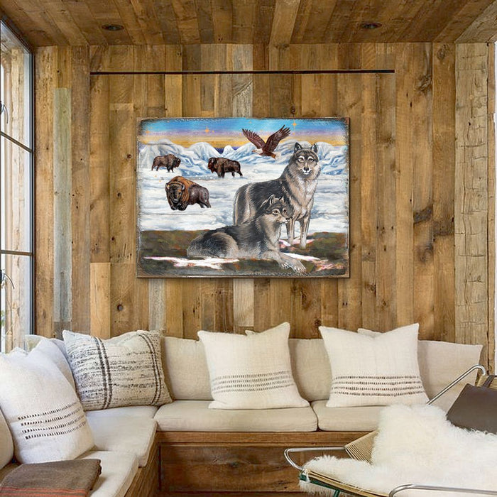 Winter Wolves Art Wooden Wall Art by Nature Wonders - Nature Wildlife Decor