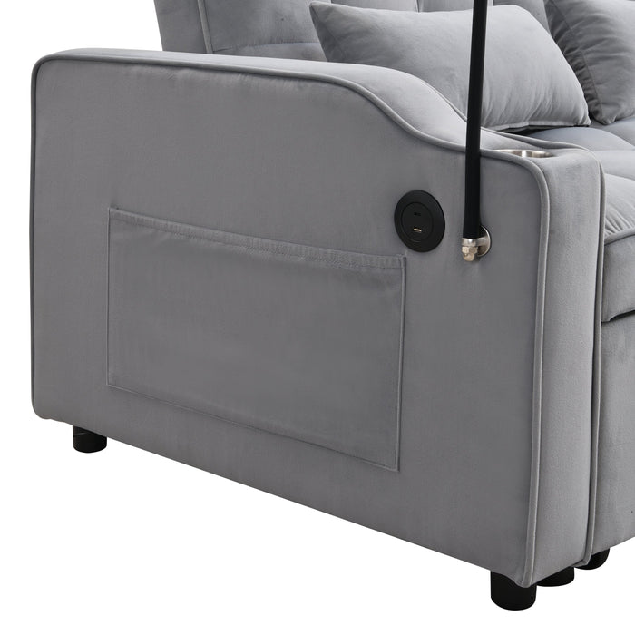 Modern Velvet Loveseat Sofa Couch with Pullout Bed