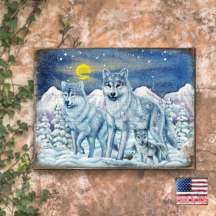 Rustic Wolves Wooden Wall Art by Nature Wonders