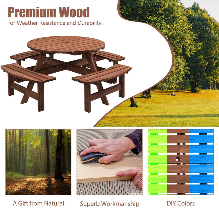 8 Person Wooden Picnic Table with Seats