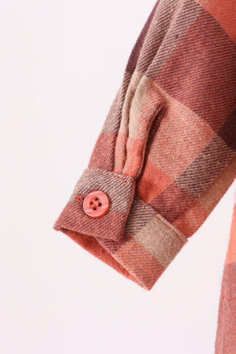 Kids Rust Plaid Button Down Onesie