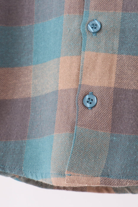 Kids Teal Plaid Button Down Shirt