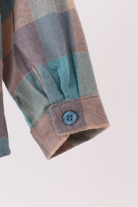 Kids Teal Plaid Button Down Shirt
