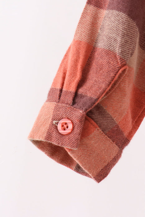 Kids Rust Plaid Button Down Shirt