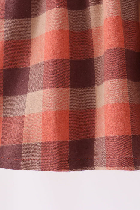 Kids Rust Plaid Ruffle Dress