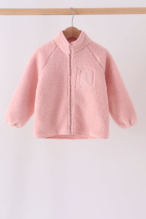 Kids Pink Fleece Zipper Jacket