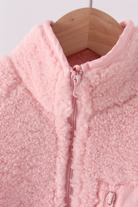 Kids Pink Fleece Zipper Jacket