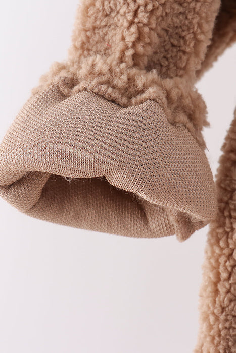 Kids Beige Fleece Zipper Jacket