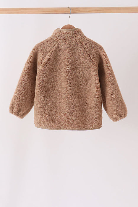 Kids Beige Fleece Zipper Jacket
