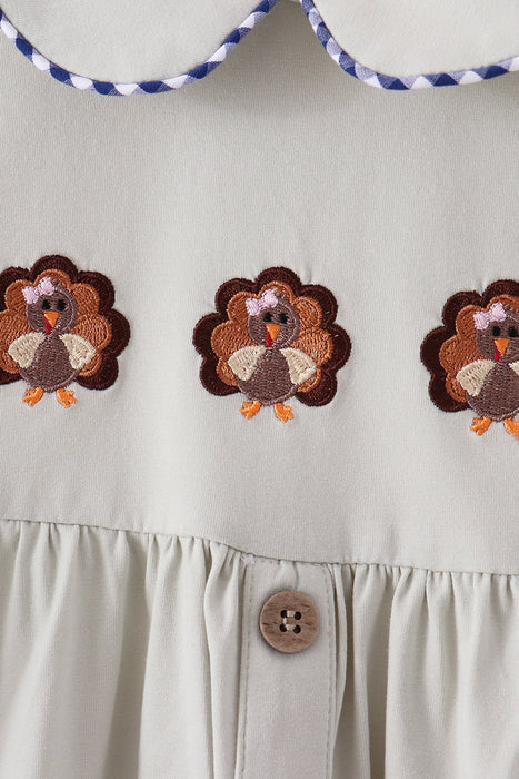 Girls Sage Turkey Embroidered Dress