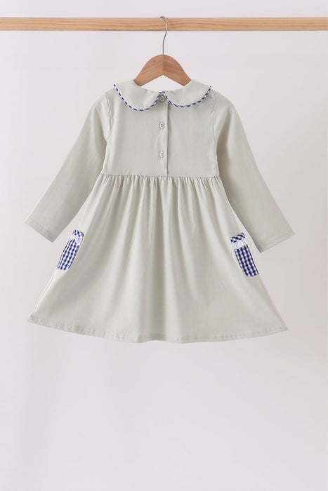 Girls Sage Turkey Embroidered Dress