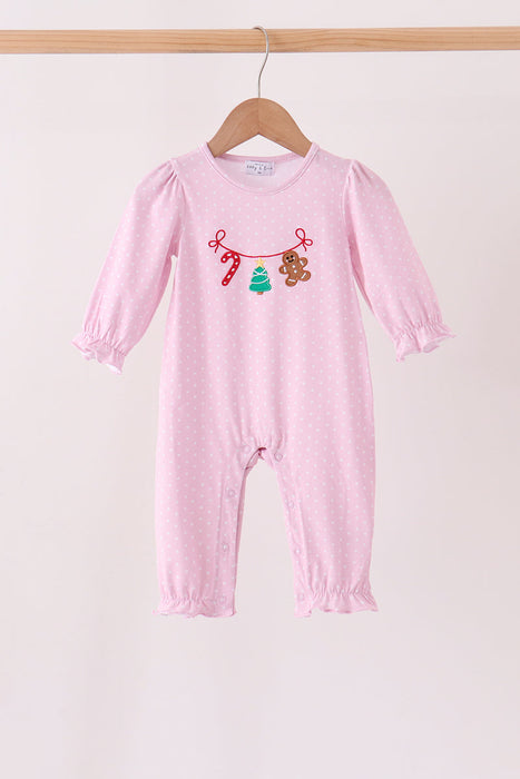 Pink Christmas Tree & Gingerbread Baby Romper